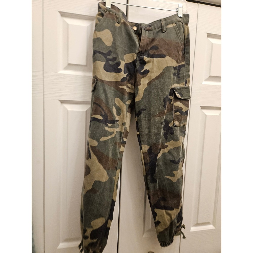Superdown Womens Camo Cargo Pants Green Brown Woodland Camouflage Size 28
